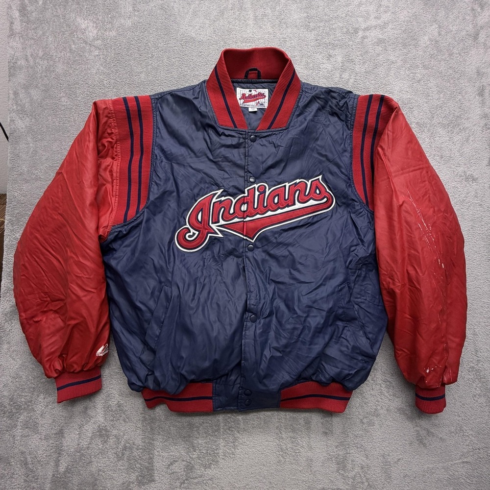 Indians Majestic Jacket Mens 2XL Blue Varsity MLB Diamond Collection Quilted